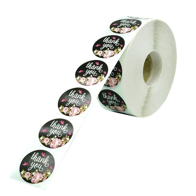 100-500pcs Sticker Flower Thank You Sticker Seal Labels Round Reward Scrapbooking For School Teacher Cute Stationery Supplies