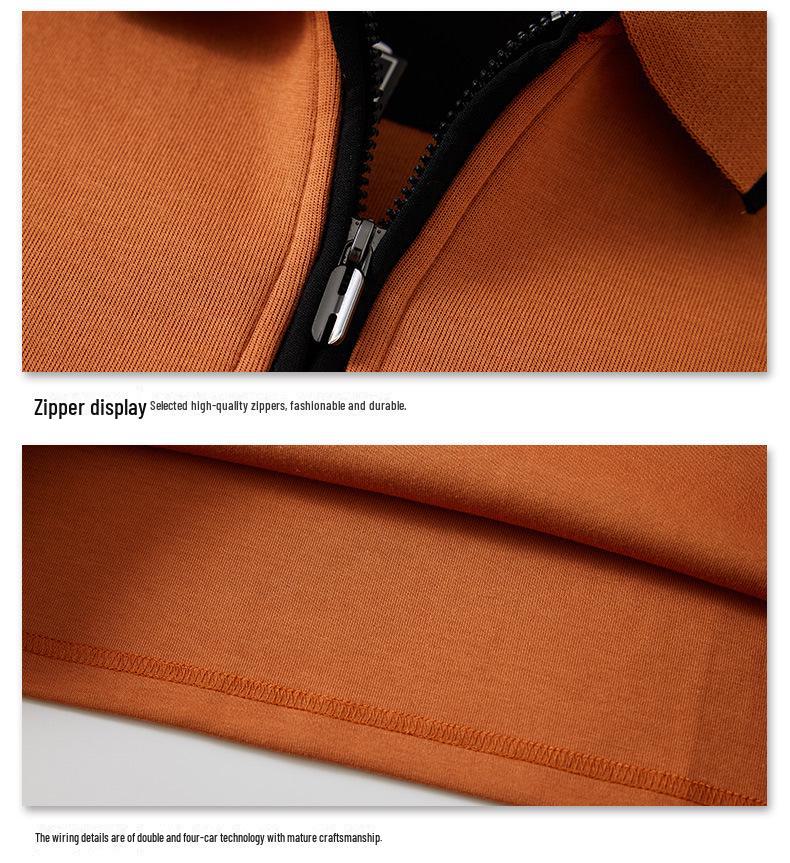 Мужская модная осенняя рубашка-поло с застежкой-молнией и лацканами 2262 — свободная, большого размера, с длинными рукавами