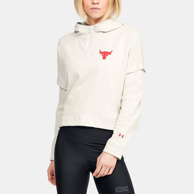 Under Armour Project Rock Terry Hoodie Женские толстовки Белый 1351807-110