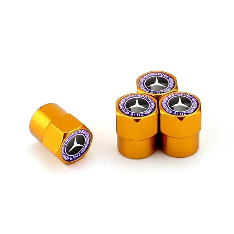 New C200 E200 For Mercedes Benz 4Pcs Car Wheel Valve Caps Tire Tyre Stem Air Cover Metal Emblem Accessories For Mercedes Benz G