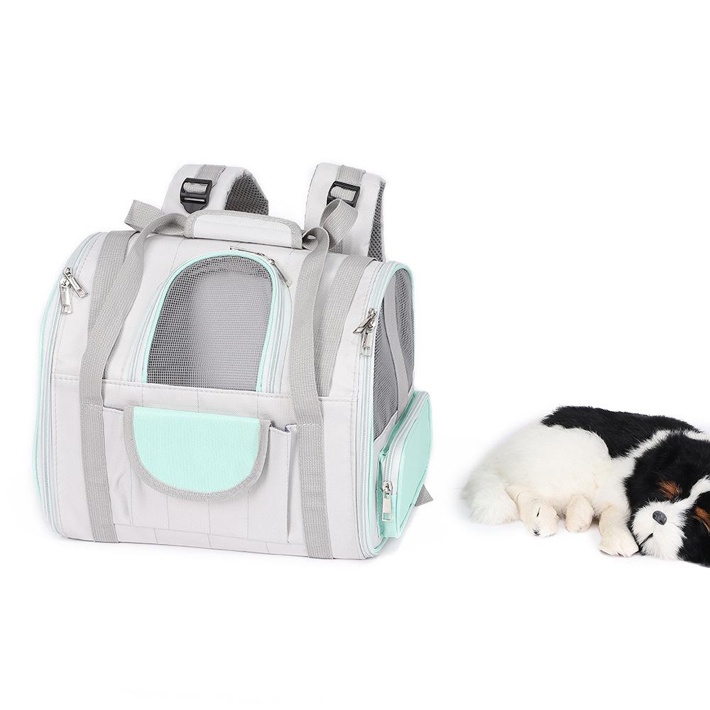 New Portable Pet Backpack Outdoor Double Shoulder Bag Breathable Transparent Oxford Cloth PVC Mesh PE Board Zipper Closure Cat