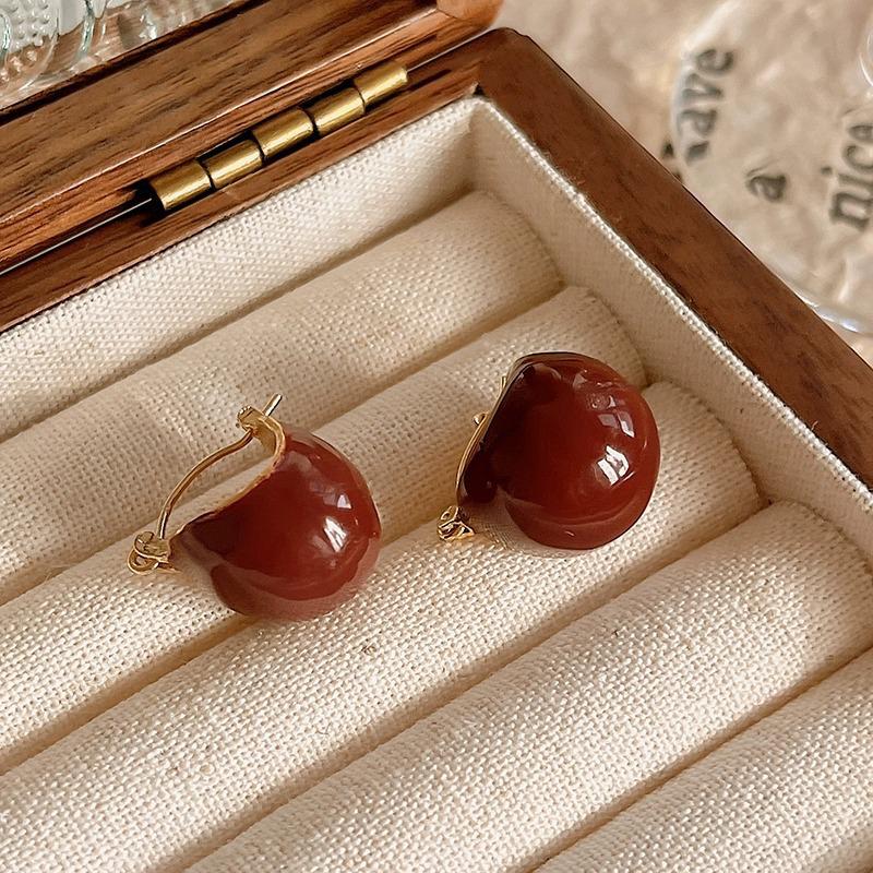 Винтажные красные серьги-клипсы женские эмалированные серьги-гвоздики легкие роскошные аксессуары для ушей серьги ювелирные изделия