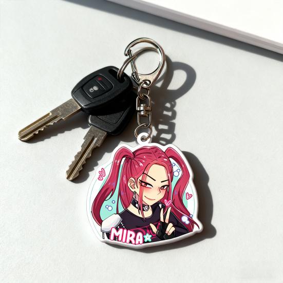 Yousheng Demon Hunters Figures Keychains Cartoon Anime Keyring Pendant Cute Car Bags Key Holder Kawaii Mobile Phone Backpack Hanging Charm
