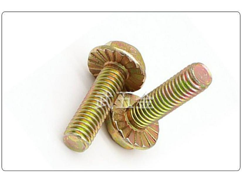 White Zinc Serrated Flange Hex Bolt Screw & Nut Set M4-M8, Plated Flange, Knurled Cross
