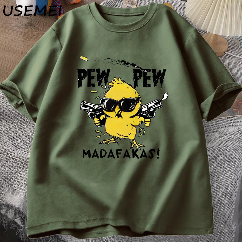 Pew Pew Madafakas Funny Graphic T Shirts Crazy Cat Printed T-shirt Casual Short Sleeve Adult Humor Tee Shirt