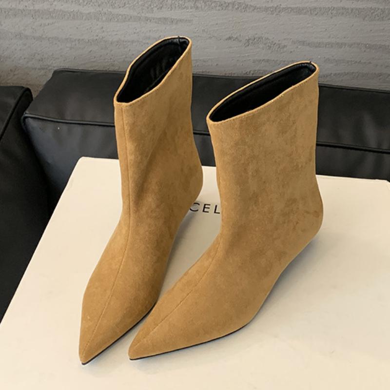 Fashion Autumn Winter Pointed Toe Ankle Boots Women Designer Vintage Thin Low Heel Shoes Modern SHort Botas Zapatos De Mujer