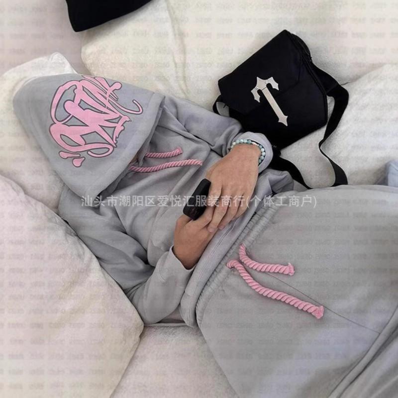 Mens Oversized Hooded Long Sleeve Cotton Sweatshirt Loose Fit Pants Set Casual Streetwear