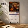 Настенный календарь на 2027 год с шотландской коровой. Смешной календарь, милое домашнее животное. 12 месяцев. Академический шотландский подвесной планировщик для деревенского домашнего декора. Подарок любителям.