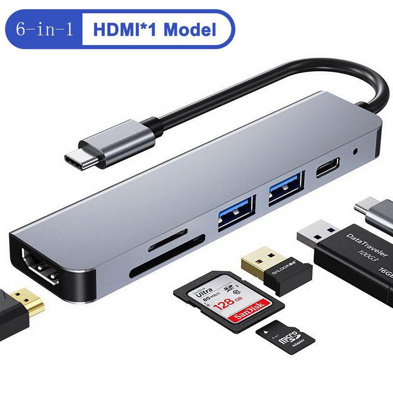 Док-станция расширения USB-C 6-в-1 для ноутбуков Huawei и MacBook — многофункциональный преобразователь