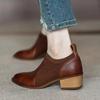 Autumn New Soft Work Shoes,Women Mid Heels,Stretch,Pointed Toe,Slip On,Brown,Khaki,British Style,35-40