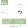 925 Sterling Silver Rainbow Colorful Heart Pattern Love Dazzling Zircon Necklace Chain Link For Women Jewelry Scn449