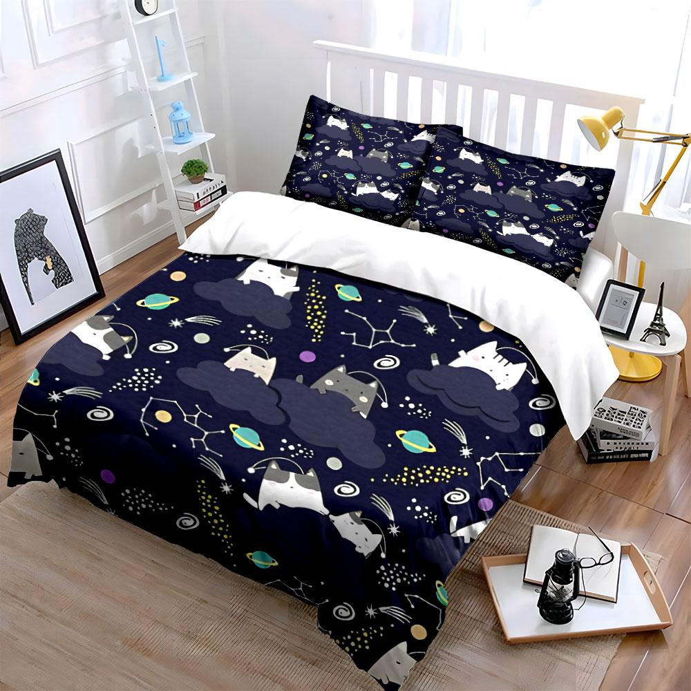 Dreamy cosmic kittens frolic. Bedding sets Duvet covers Pillowcases(1* Duvet Cover 2* Pillowcases without duvet insert)