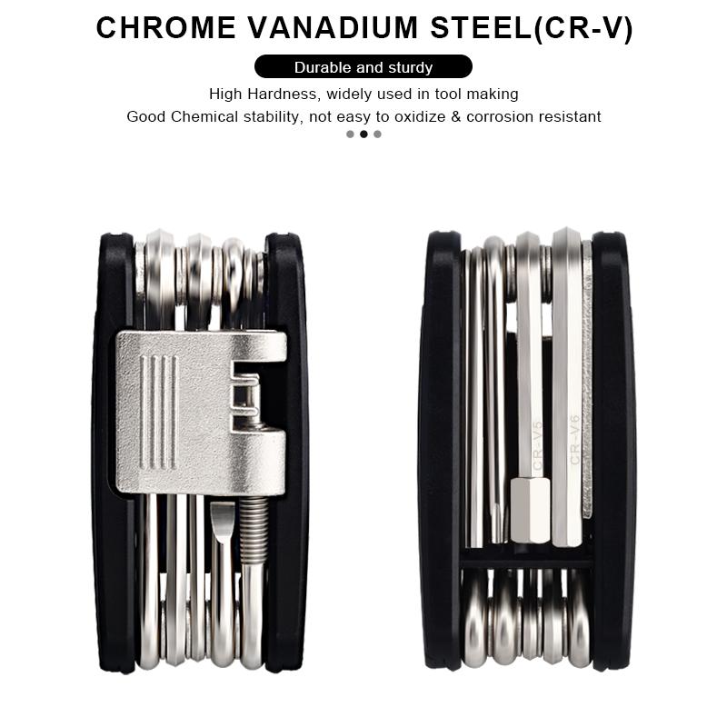 RIDERACE Bike Repair Tool 15 In 1 Portable Chain Splitter Cutter Hex Spoke Wrench Screwdriver Multitool For Bicycle Multi Tools