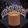 Baroque Blue Crystal Wedding Crown Princess Queen Tiaras Bridal Hair Jewelry Prom Diadem For Women Bride Headdress Accessories