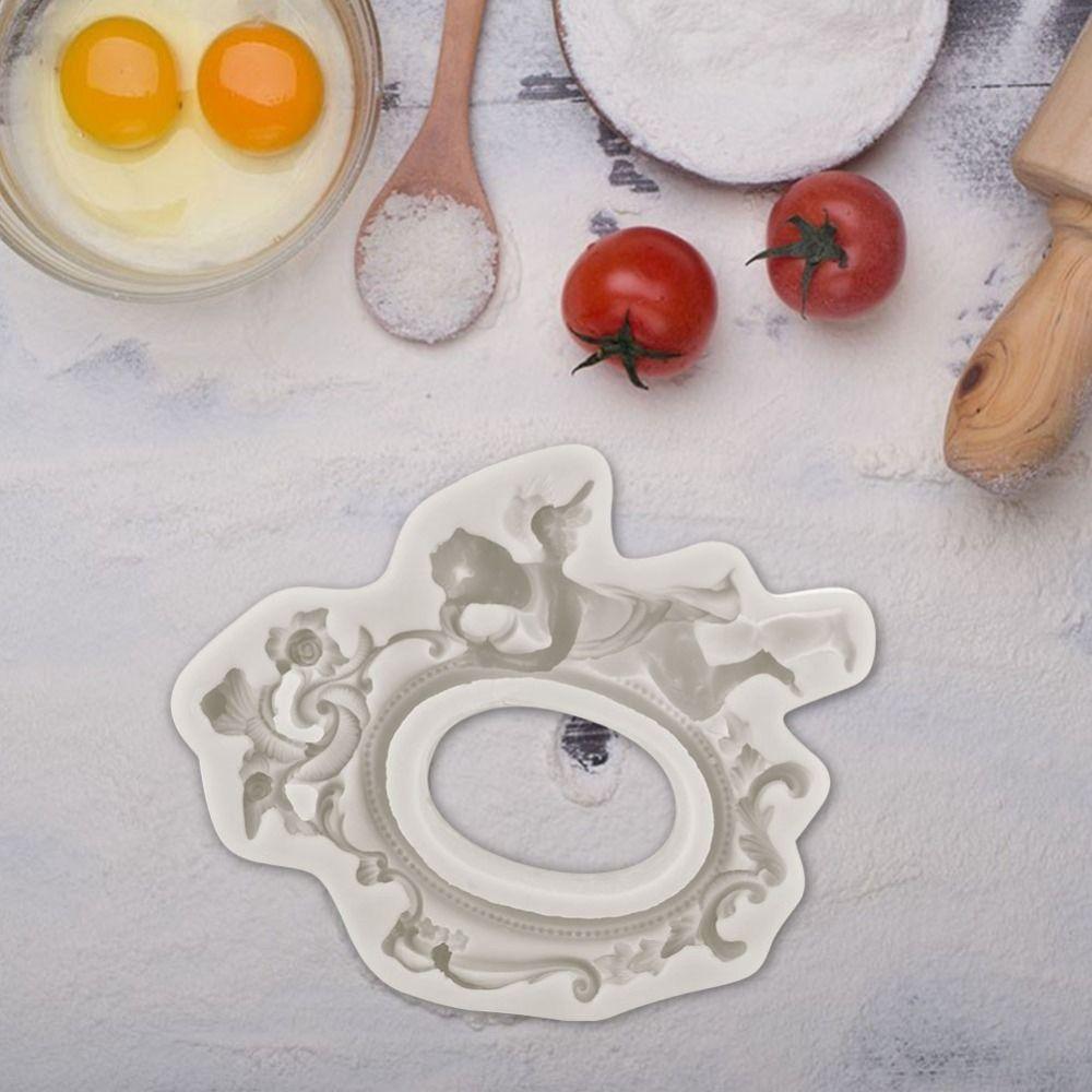 Pink Color Silicone Fondant Mold Photo Frame Design Baking Decor Tool For Cake Decoration