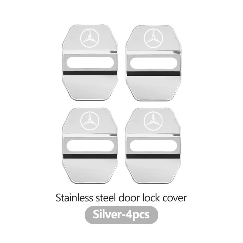 AABGW1 For Benz 4PCS Car Styling Door Lock Cover Stainless Steel Protection Accessories AMG Exclusive W204 W222 W205 W203 W213 W124