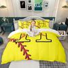 Homewish Softball Baseball Duvet Cover Set, Sports Initial Comforter Cover Set, Personalized Monogrammed Bed Set