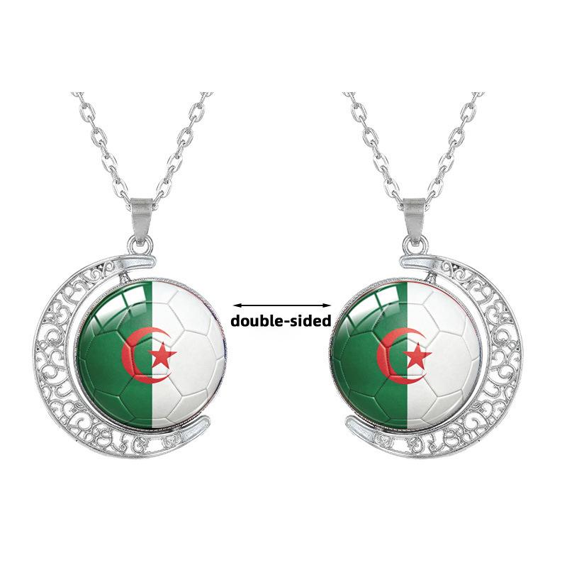 1Pc 2026 World Cup 48 Countries Flag Rotating Moon Necklace, Football Fan Support Pendant