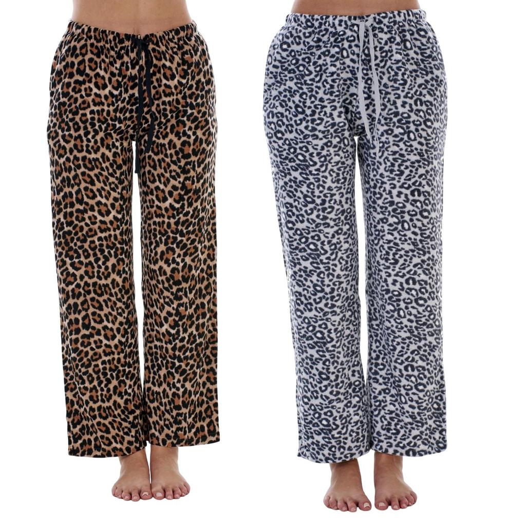 Keanu Womens/Ladies Fleece Leopard Print Lounge Pants (Pack of 2)