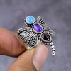 Natural Amethyst, Opal Gemstone Handmade 925 Sterling Silver Ring Size 9 O3Q03