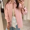 Новый весенний топ с длинным рукавом, корейская мода, повседневная синяя рубашка с лацканами