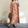 DIMANAF New Women 2025 Plus Size Summer Casual Floral Dress Vintage Long Dress Loose Basic Holiday Maxi