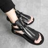 2024 Summer New Men's Fashion High Top Sandals Versatile Men's Roman Sandals Casual Lace Up Zipper Sandals Men Shoes Size 45