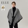 ELLE Women's Retro Houndstooth Wool Blend Shawl Cape