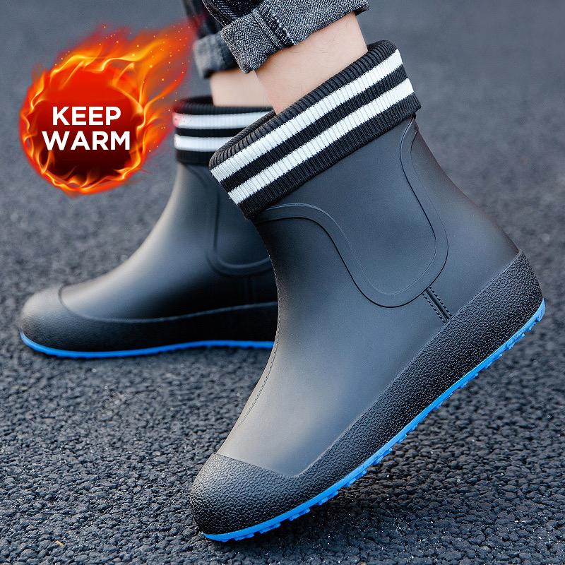 Немецкие нескользящие дождевые сапоги мужские теплые дождевые сапоги до середины голени плюс бархатные водонепроницаемые туфли кухонная обувь для мойки автомобиля обувь для рыбалки женская