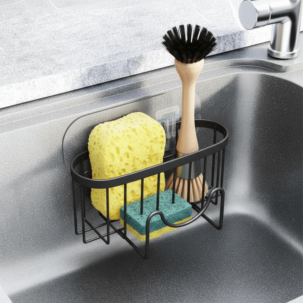 Rustproof Stainless Steel Sponge Holder Hollowed Sink Sponge Stand Countertop