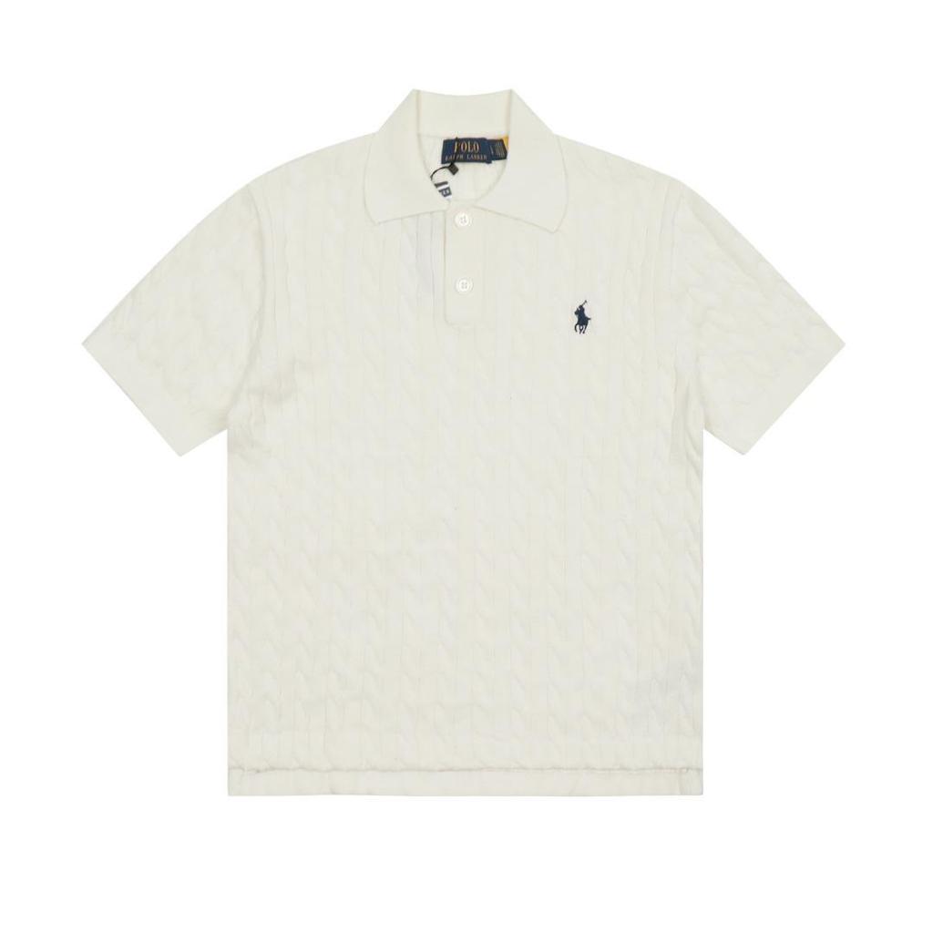 Высококачественный всесезонный классический универсальный вязаный кардиган 25SS с отложным воротником, на двух пуговицах, с вышивкой маленькой лошади, с коротким рукавом