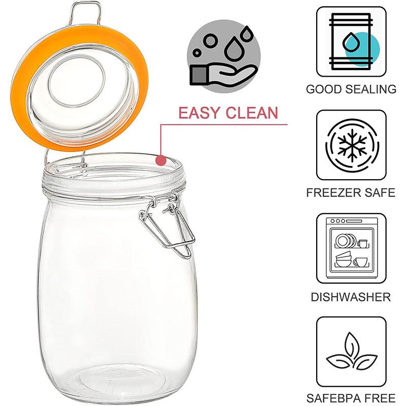 HeY LiLac Glass Jars with Lids Kitchen Airtight Glass Jars Wide Mouth Canning Jars with Clip Top Lids Leak Proof Canisters Jars