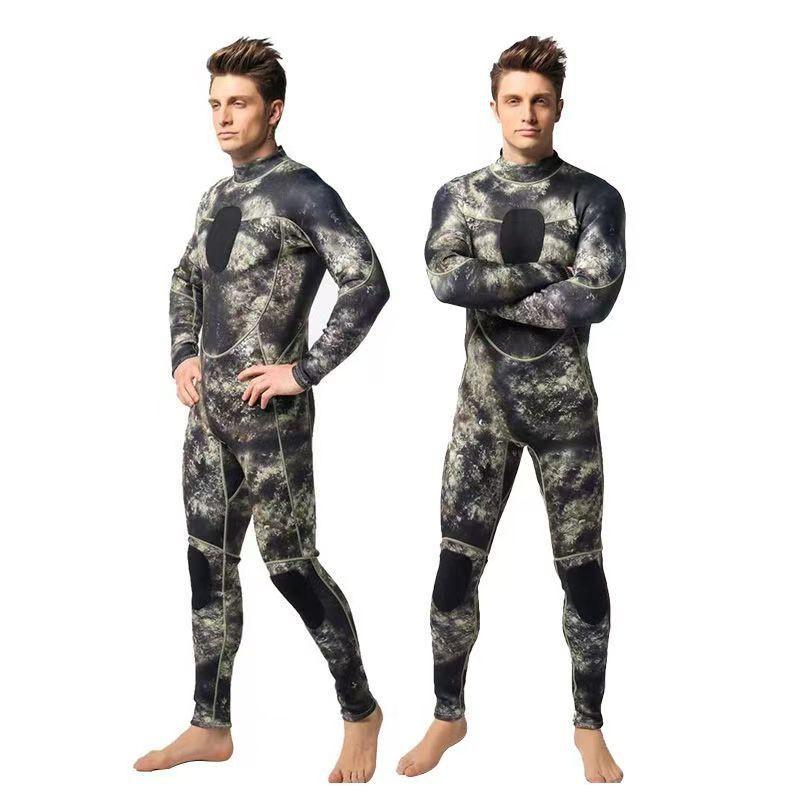 3mm Mens Fullsuit Wetsuit Scuba Diving Spearfishing Surfing Free Warmth Chloroprene Neoprene Camo Blue Mosaic Green