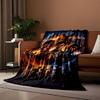 Fantasy battle with a dragon, magical powers, and heroes in urban chaos. for all seasons blanket lunch break throw gift