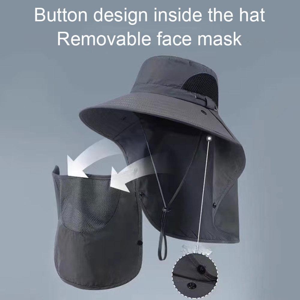 1pc Sunshade Hat Big Eave Hat Mask Fishing Hat Outdoor Work Climbing Hiking Caps Sun Protection Detachable Sun Sports Caps