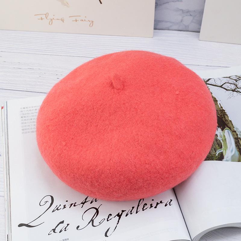 Японский универсальный берет женский осенне-зимний корейский вариант шерстяная толстая шапка-тыква бутон милая улучшенная шляпа художника