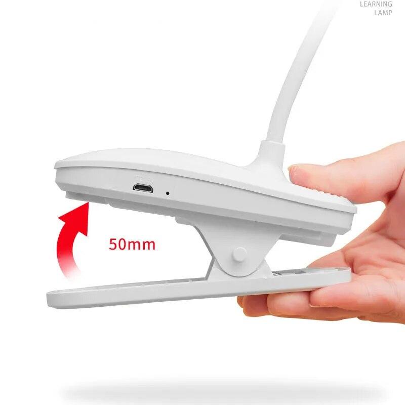 Настольная лампа Светодиодные настольные лампы 3 режима затемнения Зажим для учебы Освещение USB-книга Перезаряжаемая лампа для чтения 5 В