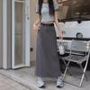 Летняя юбка А-силуэта с высокой талией для женщин - черная и серая, средней длины, облегающая