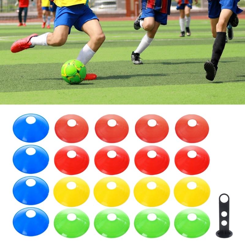 20Pcs Soccer Disc Cones Training Sports Cones Agility Soccer Cones with Plastic Bracket for Sports Field Cones Marker