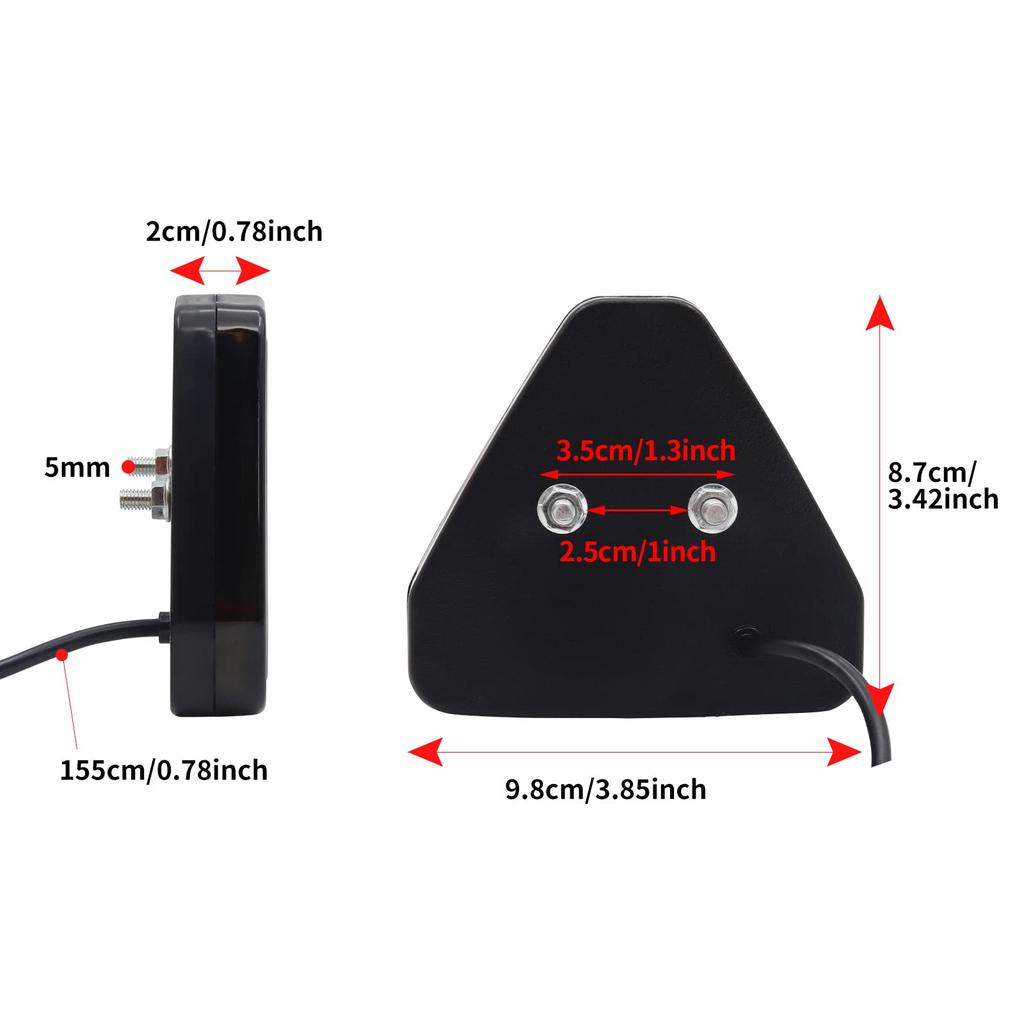 Aoling Задний противотуманный фонарь F112V Задний противотуманный фонарь Центральный 20-контактный красный постоянный мигающий свет Встроенный компенсатор стоп-сигнал Треугольный стоп-сигнал Светодиодный маленький