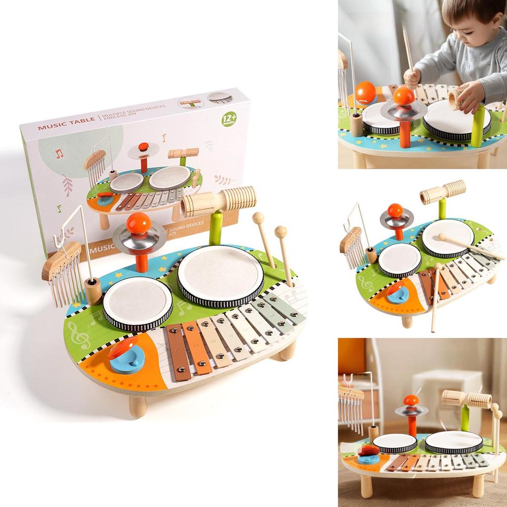 Деревянная многофункциональная барабанная музыкальная станция для детей, развивающая игрушка, декор игровой комнаты