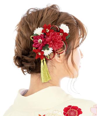 Волосы Выпускной Совершеннолетие 2 шт Tsumami Craft Ping Pong Tassel Сделано в Японии [SOUBIEN] Украшение, Церемония, Церемония, Набор, Красный, Хризантема,