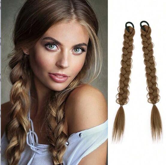 Длинный плетеный хвост с эластичными завязками для волос, синтетические наращивание волос для ежедневного использования, аксессуары для волос для вечеринок