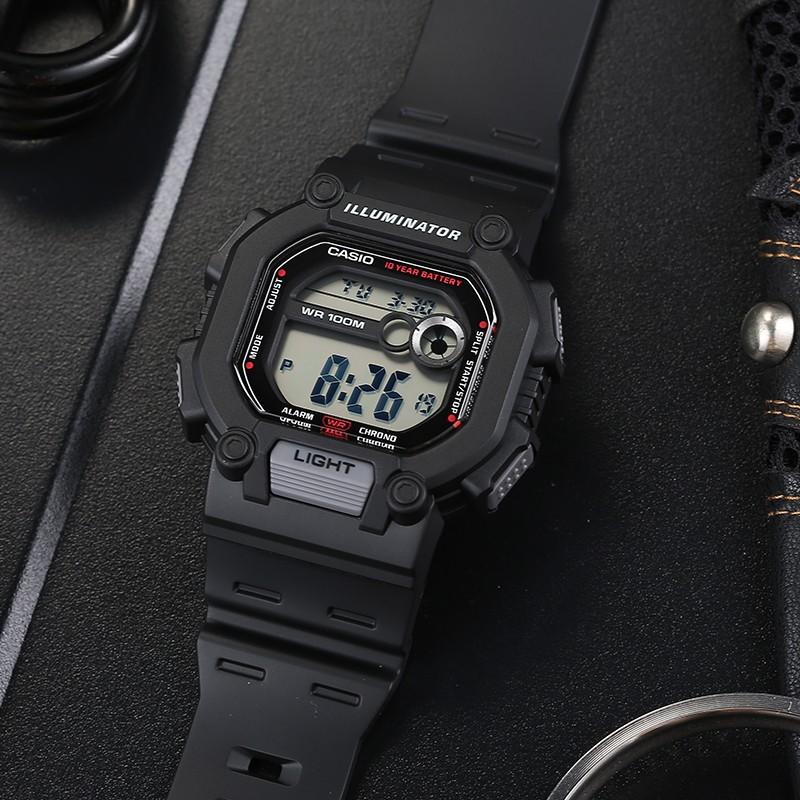 Casio Серия YOUTH - Силиконовый Маленький Квадратный Модный Тренд Ретро Классический Маленький Квадратный ЖК-дисплей Водонепроницаемый Спортивный Кварцевый Механизм Ремешок из Смолы W-737H-1A