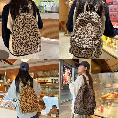 Рюкзак большой емкости с леопардовым принтом для ноутбука, школьная сумка для студентов, осенне-зимний рюкзак, дорожная сумка для девочек