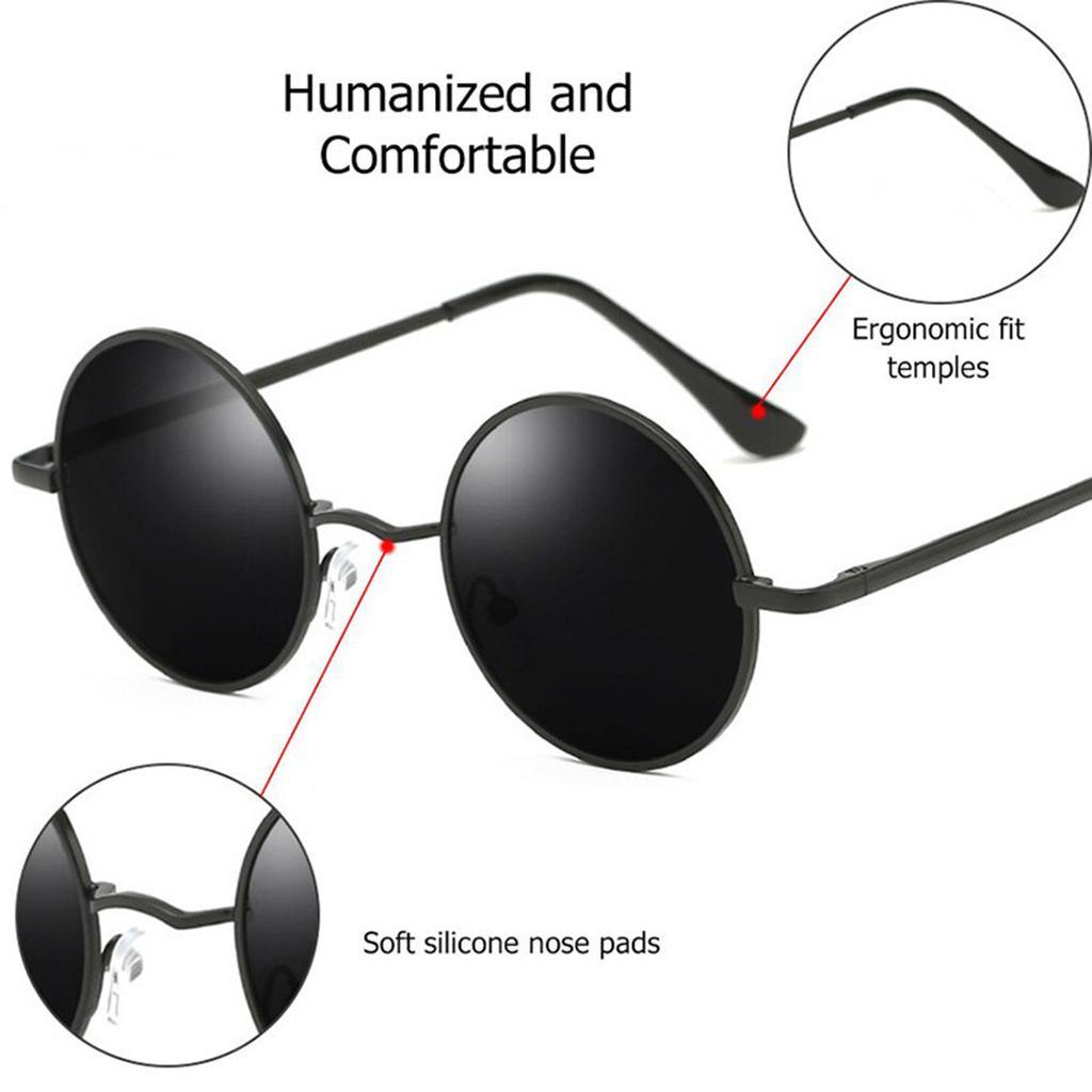 Men UV400 Sunglasses Retro Round Frame Women Lenses Sunglasses Men Lenses Sunglasses