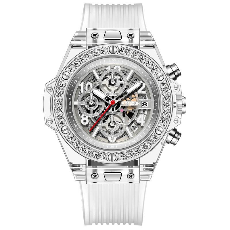 KIMSDUN ЧАСЫ МУЖСКИЕ ТОП БРЕНДА РОСКОШНЫЕ ЧАСЫ Алмаз Прозрачный кварцевый водонепроницаемый сетчатый красный часы Ms. Больше. Пара смотреть