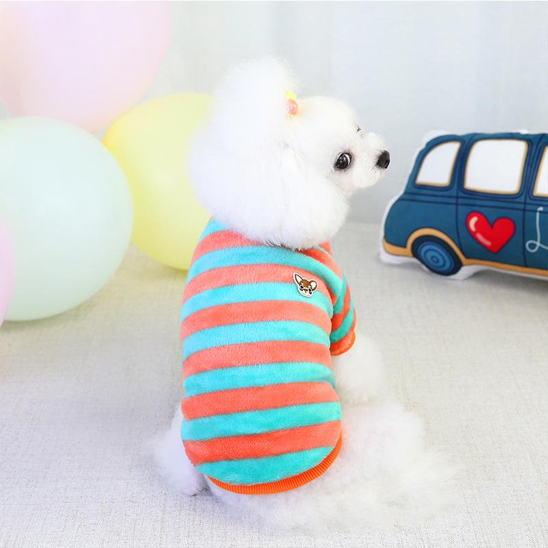 Мягкая флисовая одежда для домашних животных для маленьких собак, зимний теплый жилет для собак, одежда в радужную полоску для щенков, кошек, пальто для чихуахуа, пуделя, ши-тцу
