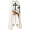 Mens Medieval Knight Crusader Templar Surcoat Halloween Costume with Hooded Cap Cloak Robe Cosplay Renaissance S-6XL