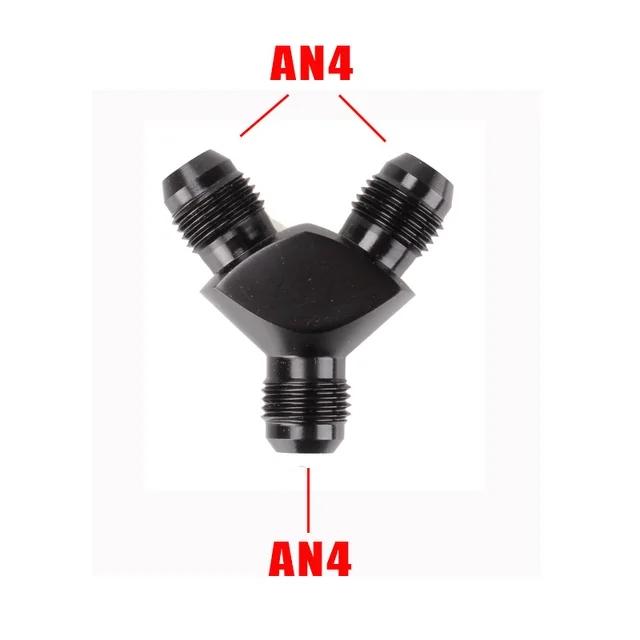 High Quality Y Block Adapter Fittings Adaptor AN4 AN6 AN8 AN10 Black Y Type Oil Pipe Joint Male Thread Fuel Hose Fitting